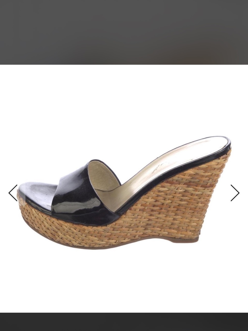 Black Patent Leather Wedge Slide - Women's Prada